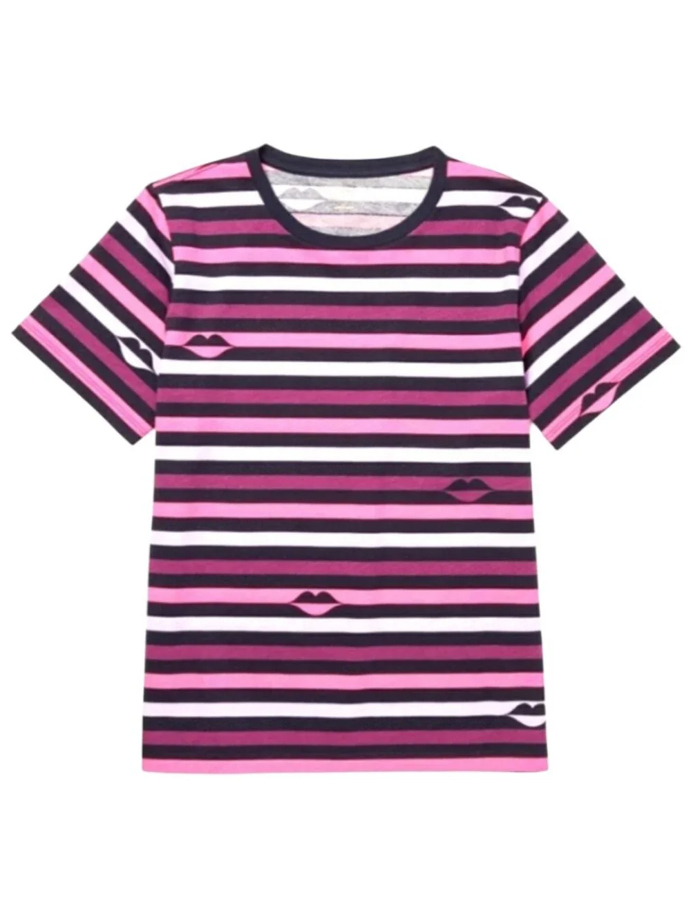 Kate Spade Striped Pink & Purple Lips Graphic Tee Size S